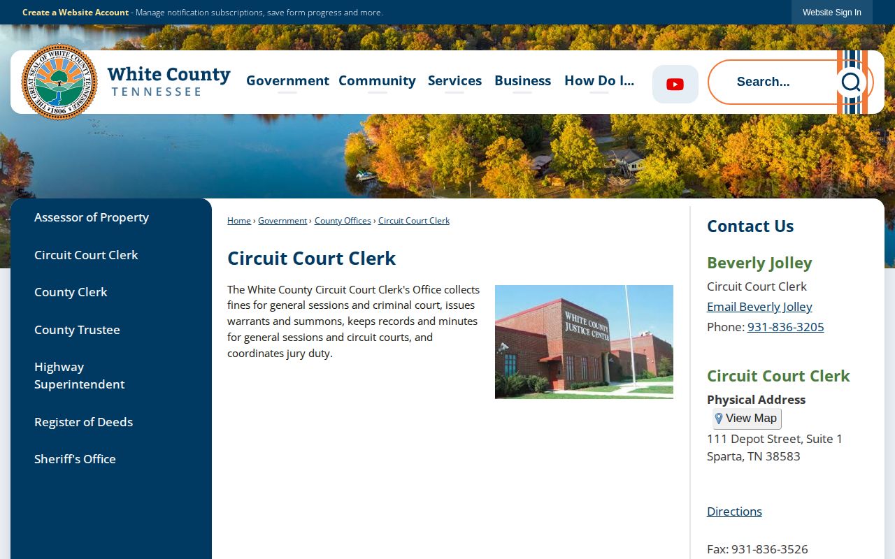 White County warrant and court record contact source