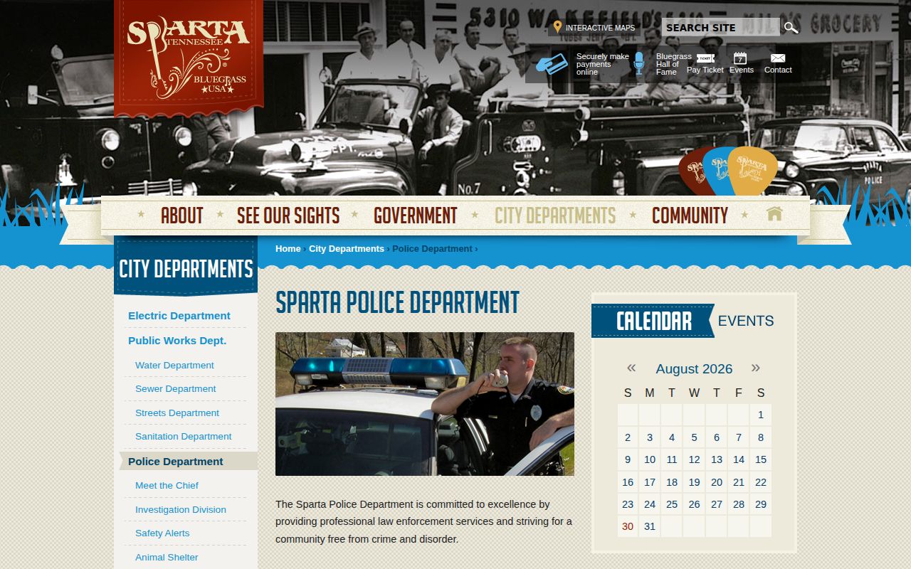 White County arrest record source on the Sparta Police Department page